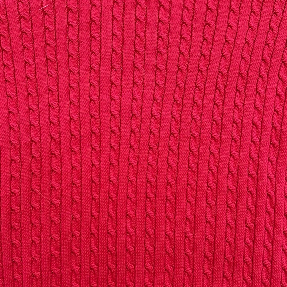 Tommy Hilfiger | Cotton Cable Ivy V-Neck Long Sleeve Knit Sweater Scarlet (M) - Picture 7 of 11